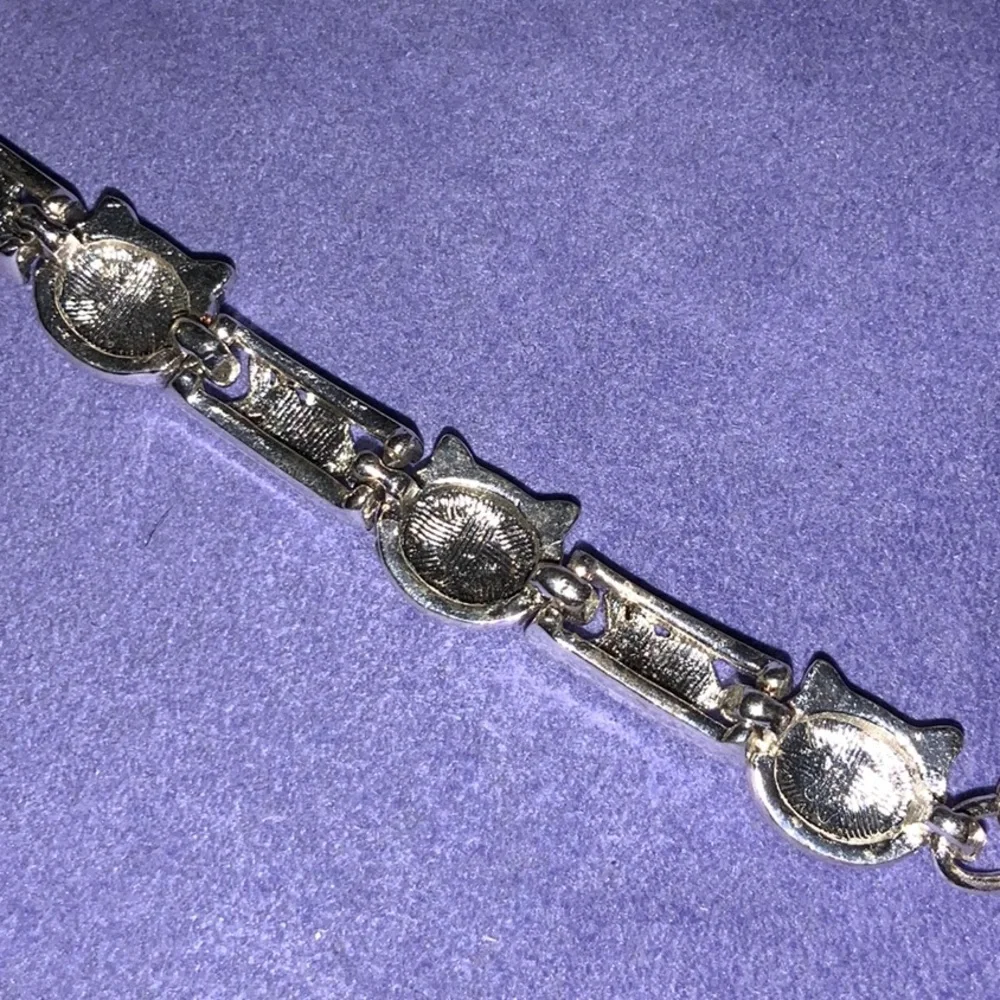 Cookie Lee Silver Tone Cat Fish Link Tennis Bracelet Retired Adjustable